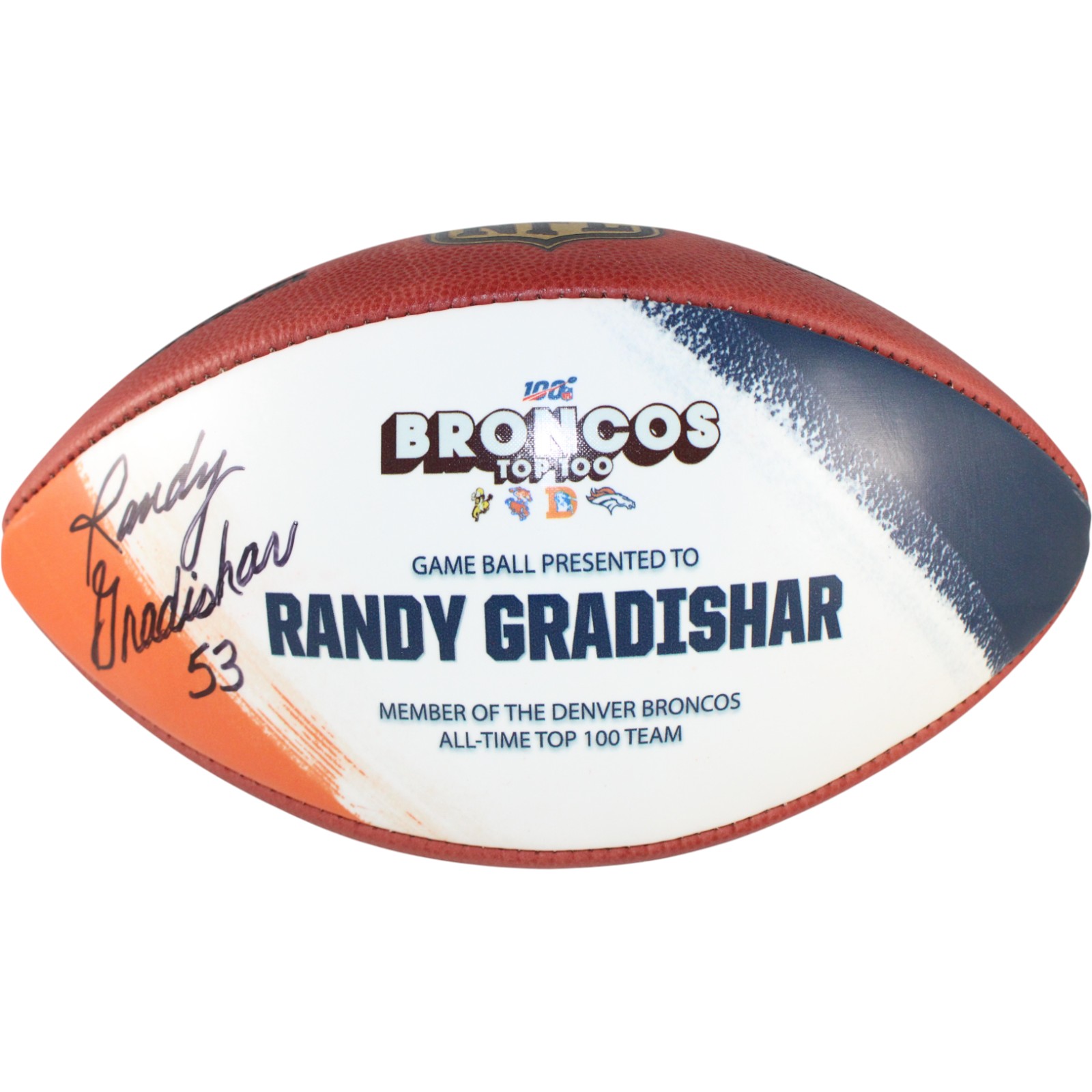 Randy Gradishar Autographed Denver Broncos Commemorative Football Beckett 59427