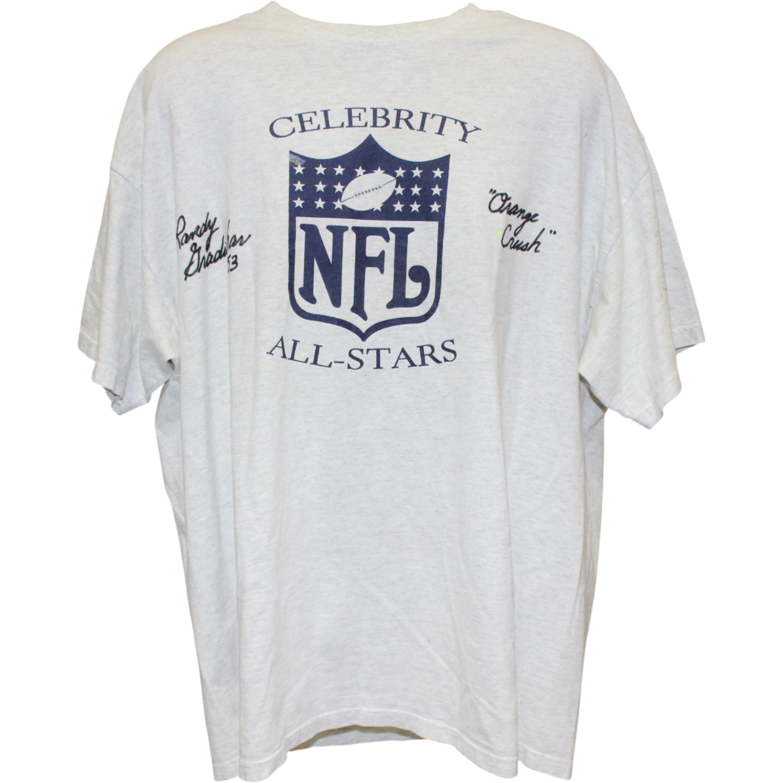 Randy Gradishar Signed Broncos Celebrity All-Stars 2XL White Shirt Beckett 52852