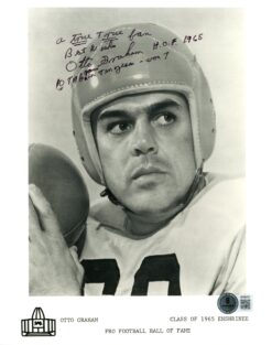 Otto Graham Signed Cleveland Browns 8x10 Photo HOF 65 Class 4 Insc Beckett 56624