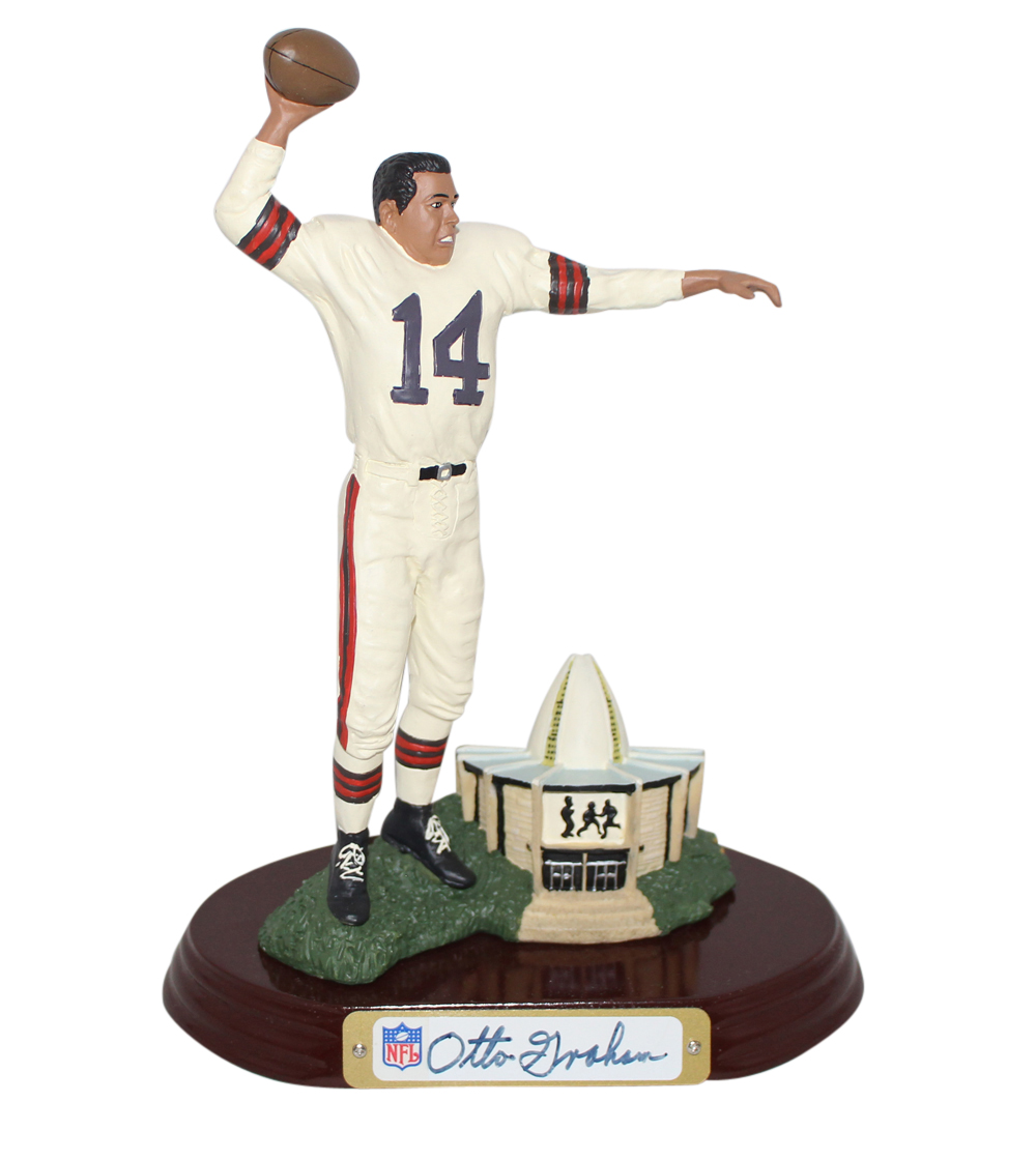 Otto Graham Autographed Cleveland Browns Vince Costello Figure Statue BAS