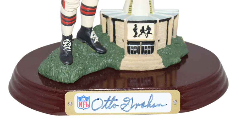 Otto Graham Autographed Cleveland Browns Vince Costello Figure Statue BAS