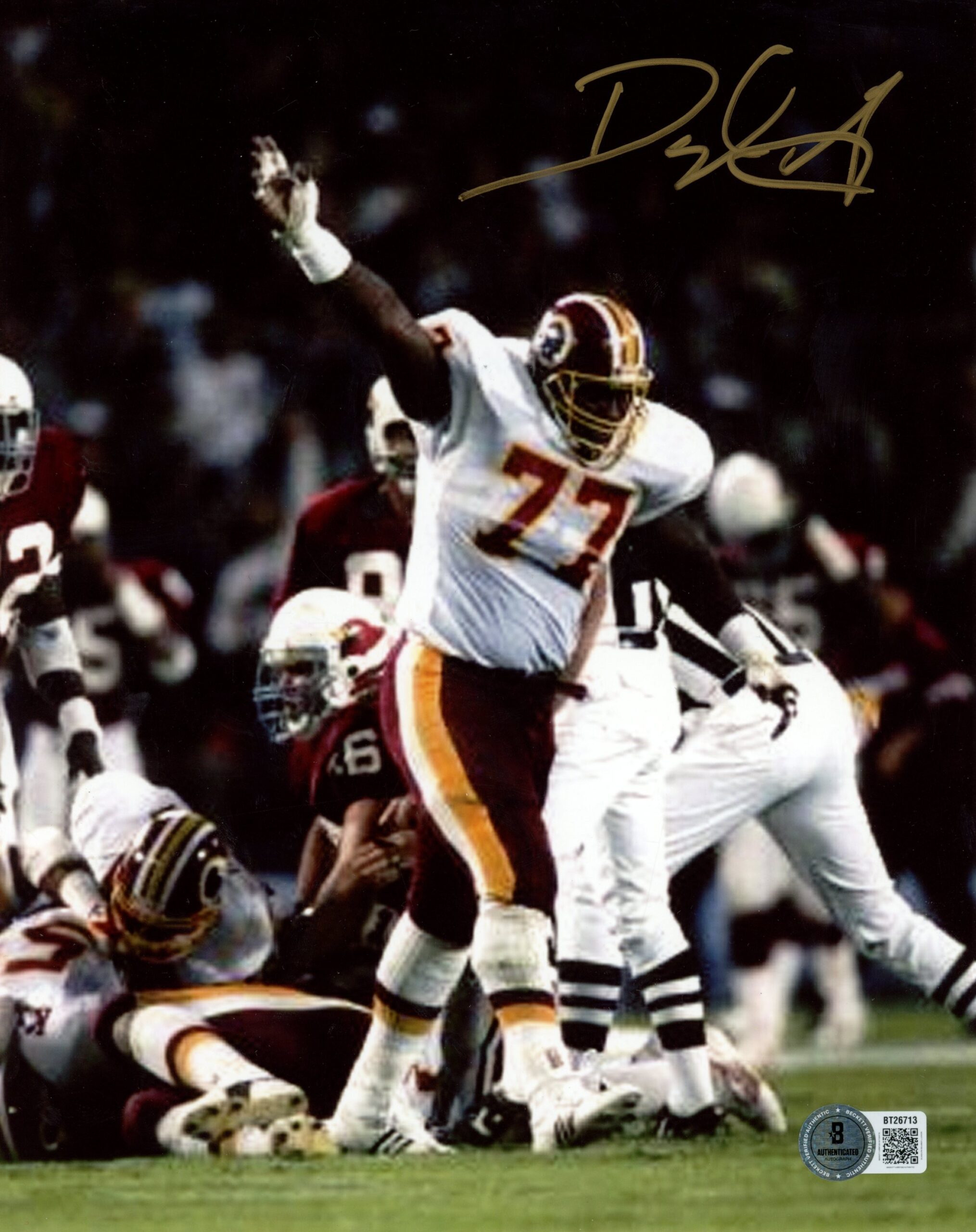 Darryl Grant Autographed/Signed Washington Redskins 8x10 Photo Beckett 56668