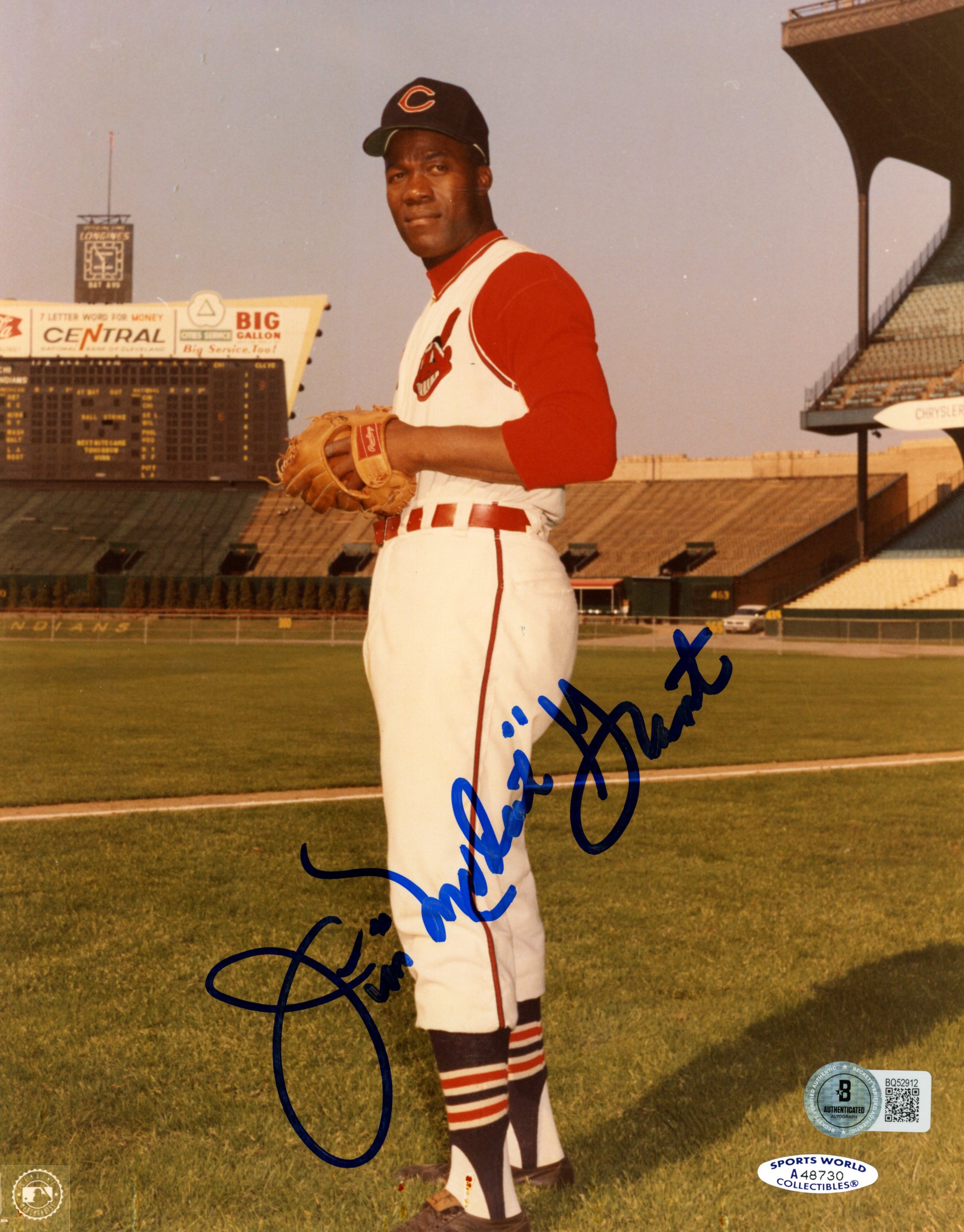 Mudcat Grant Autographed/Signed Cleveland Indians 8x10 Photo Beckett 57339