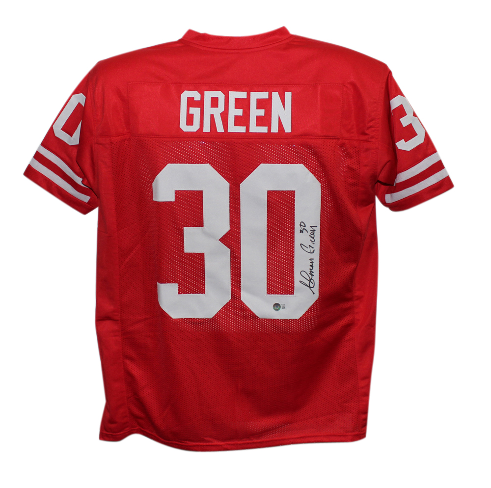 Ahman Green Autographed/Signed College Style Red XL Jersey Beckett