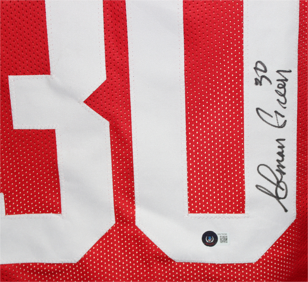 Ahman Green Autographed/Signed College Style Red XL Jersey Beckett