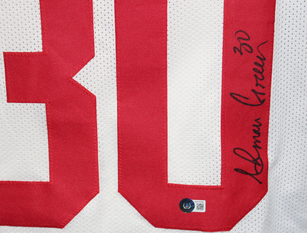 Ahman Green Autographed/Signed College Style White XL Jersey Beckett