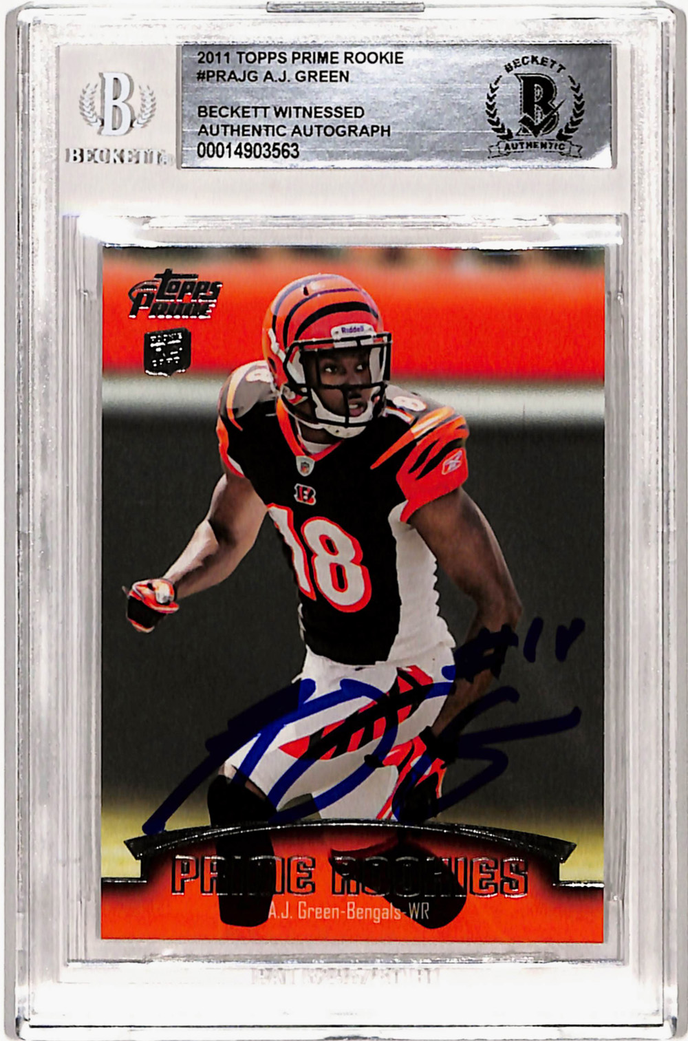 AJ Green Autographed 2011 Topps Prime #PR-AJG Rookie Card Beckett Slab