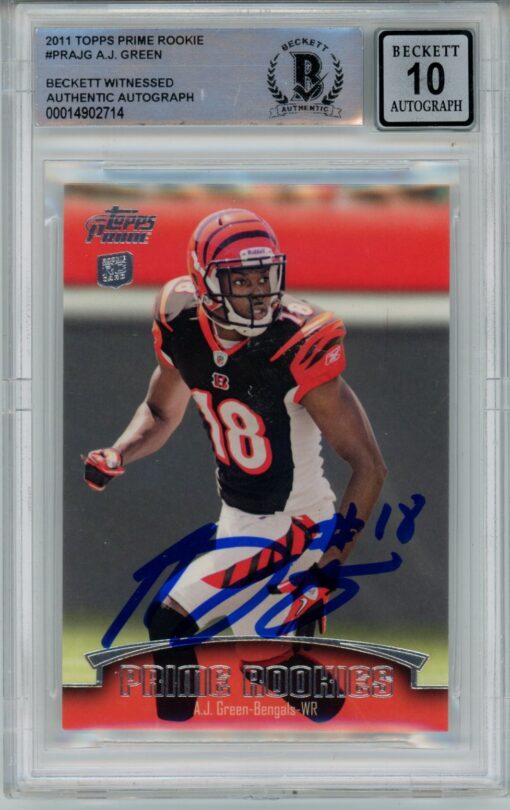 AJ Green Signed Bengals 2011 Topps Prime #PR-AJG Beckett Auto 10