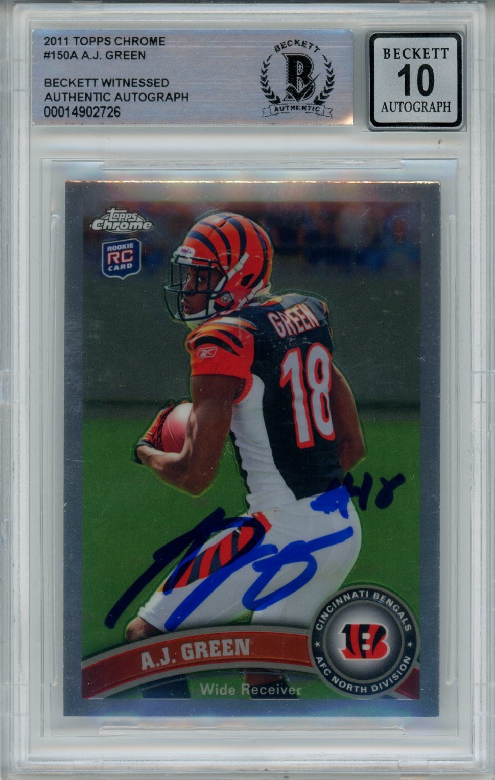 AJ Green Signed Bengals 2011 Topps Chrome #150 Beckett Auto 10 