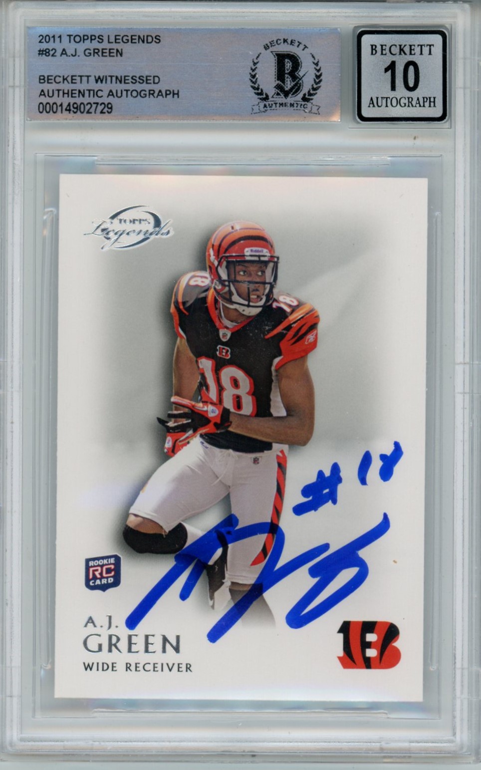AJ Green Signed Bengals 2011 Topps Legends #82 Beckett Auto 10 