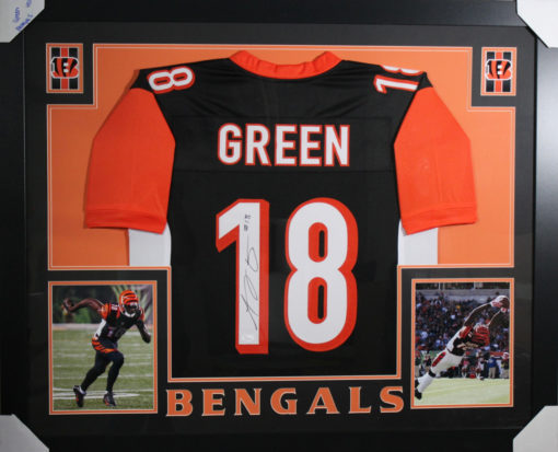 AJ Green Autographed/Signed Cincinnati Bengals Framed Black XL Jersey JSA 11081