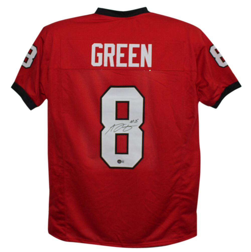 AJ Green Autographed/Signed College Style Red XL Jersey Beckett