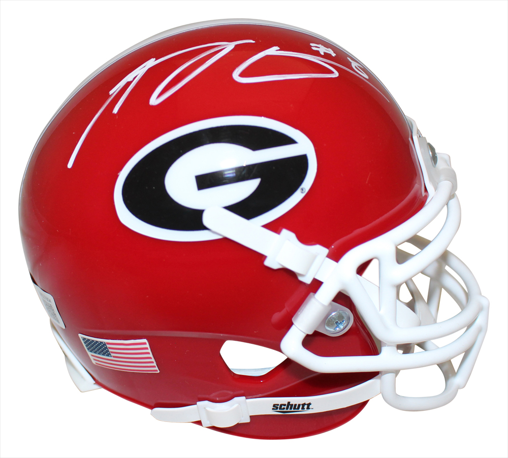 AJ Green Autographed/Signed Georgia Bulldogs Schutt Mini Helmet Beckett
