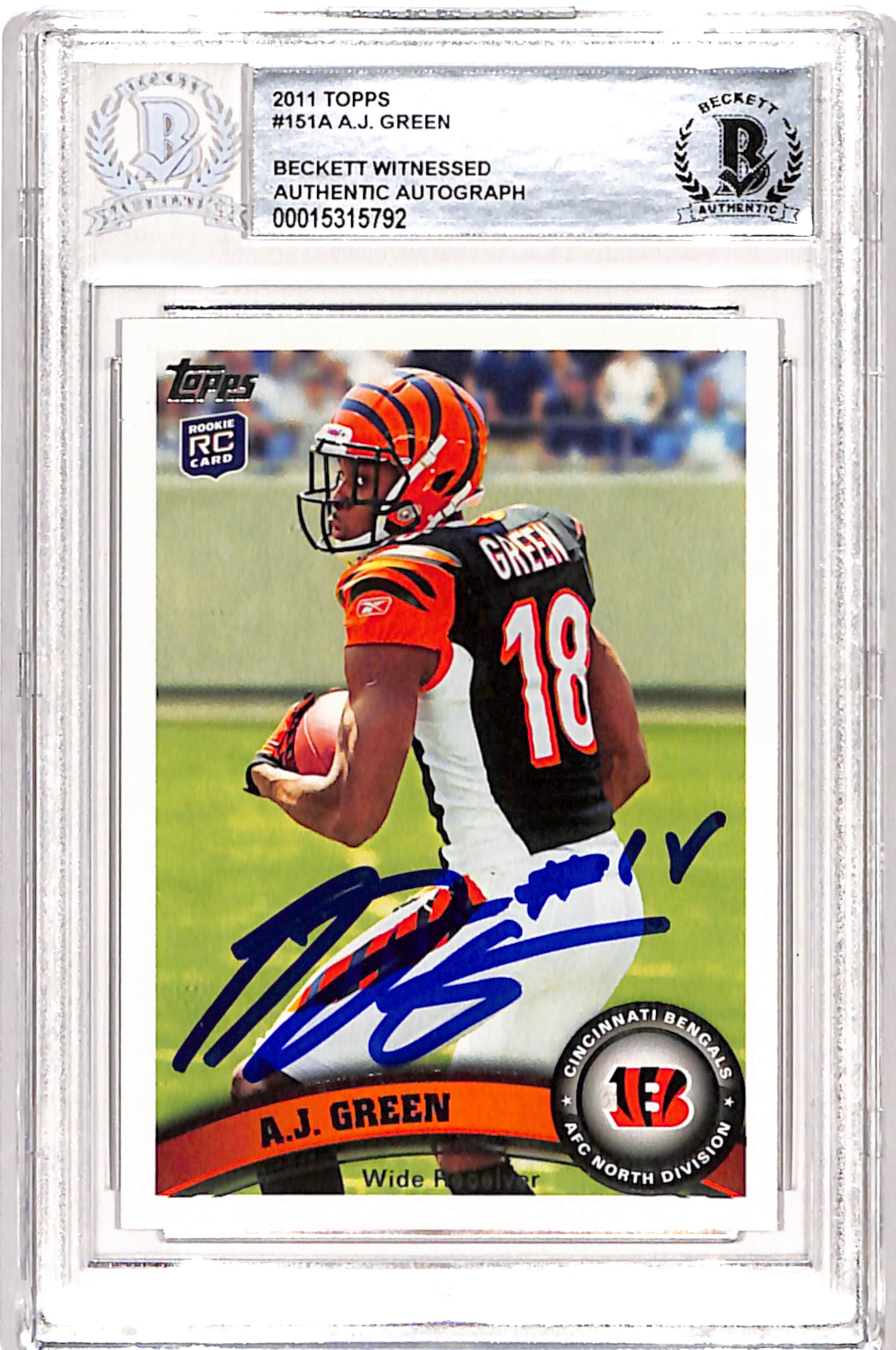 AJ Green Autographed/Signed 2011 Topps #151 Trading Card Beckett 