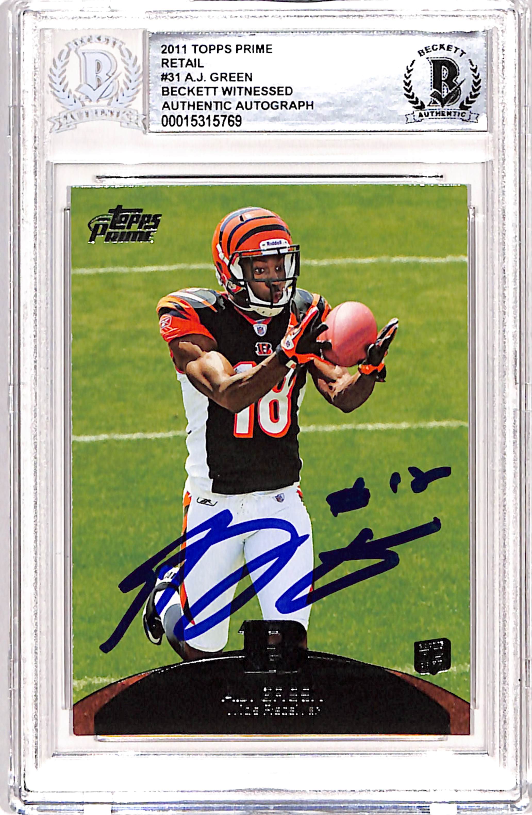 AJ Green Autographed/Signed 2011 Topps Prime #31 Card Beckett
