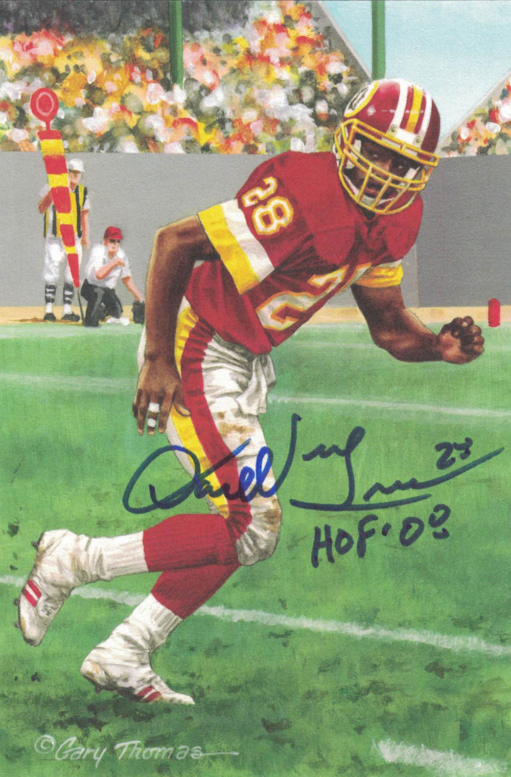 Darrell Green Signed Washington Redskins Goal Line Art Card Blue HOF JSA 22237