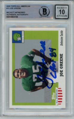 Joe Greene Signed 2005 Topps All-American #13 Beckett Auto 10