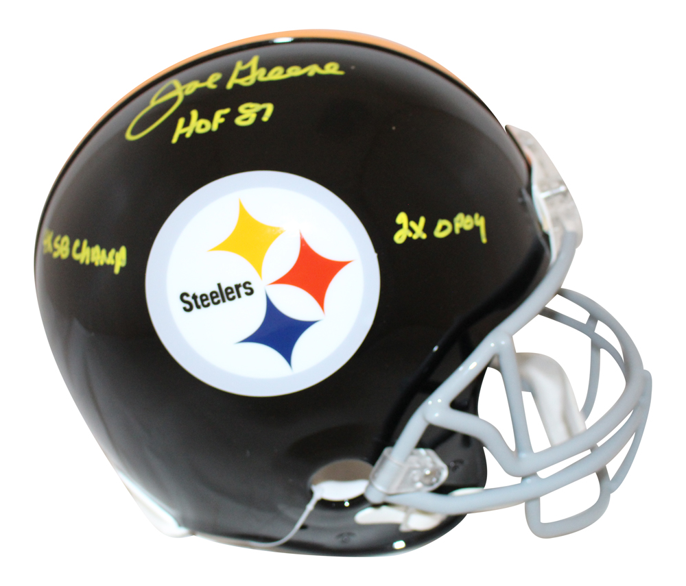 Joe Greene Autographed Pittsburgh Steelers TB Authentic Helmet 3 Insc BAS 27413