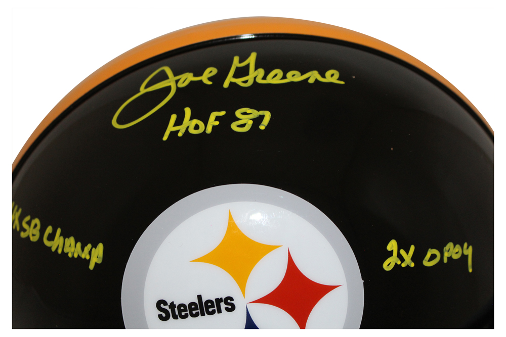 Joe Greene Autographed Pittsburgh Steelers TB Authentic Helmet 3 Insc BAS 27413