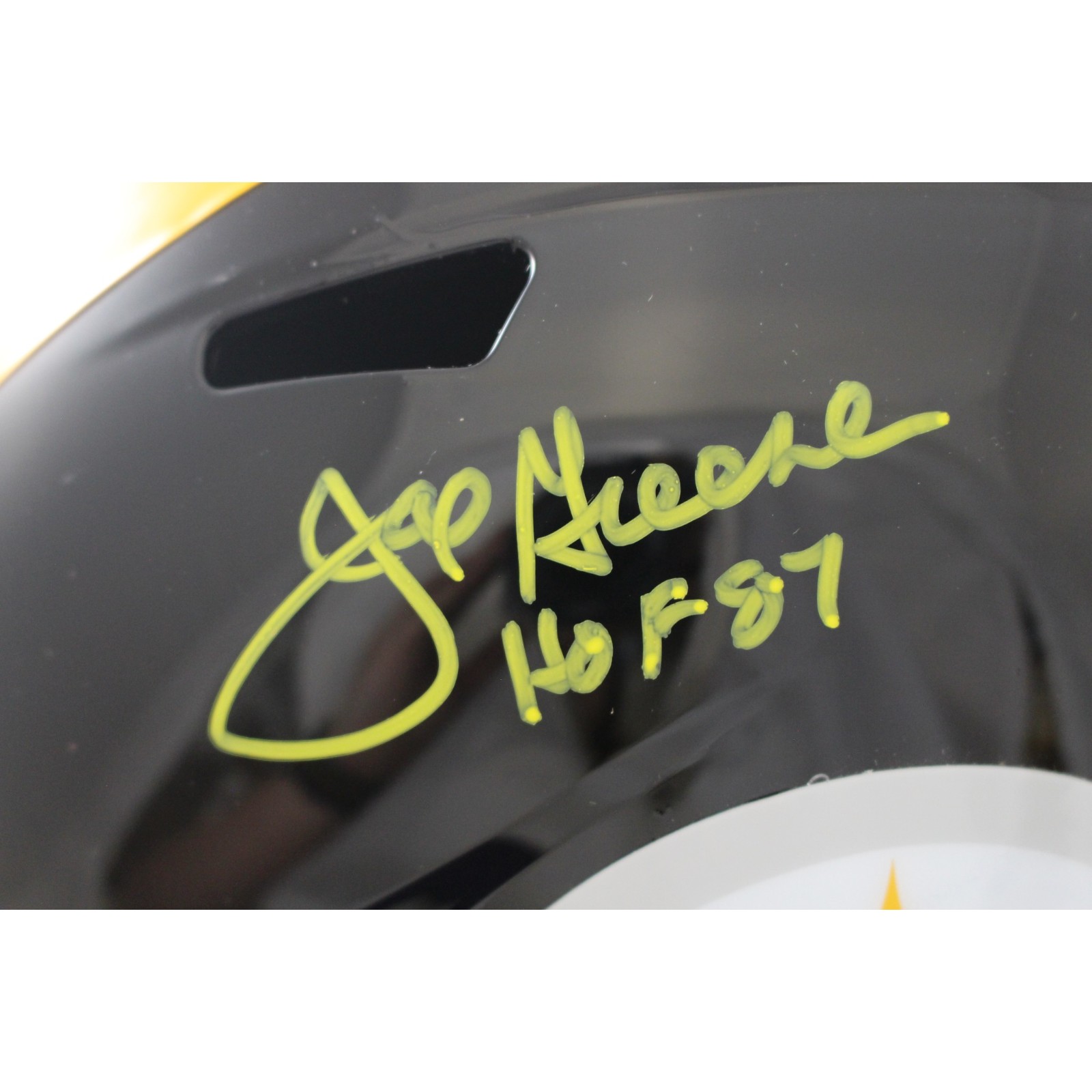 Joe Greene Autographed Pittsburgh Steelers F/S TB Helmet Beckett Witness 56952 2 Joe Greene Autographed Pittsburgh Steelers F/S TB Helmet Beckett Witness 56952