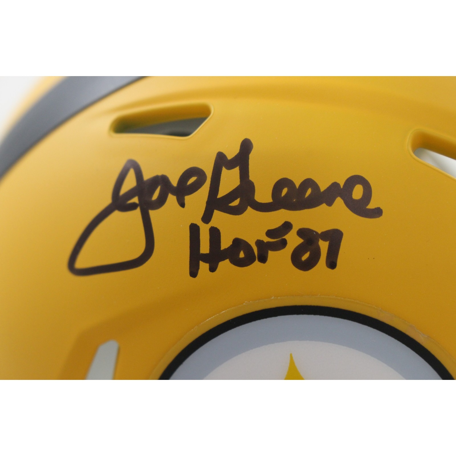 Joe Greene Autographed Pittsburgh Steelers Alt 25 Mini Helmet Beckett WIT 56961 2 Joe Greene Autographed Pittsburgh Steelers Alt 25 Mini Helmet Beckett WIT 56961