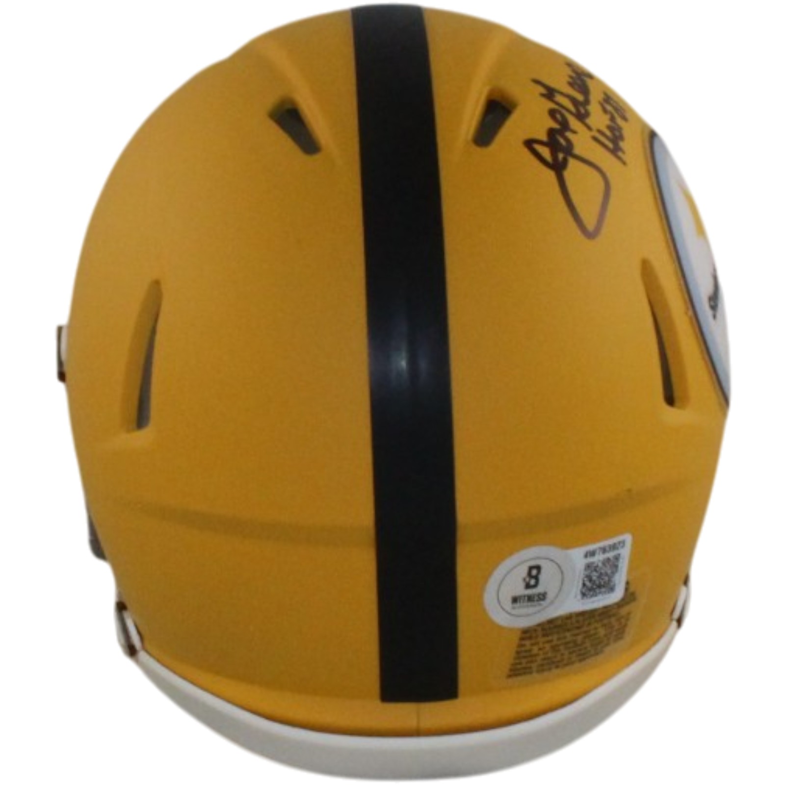 Joe Greene Autographed Pittsburgh Steelers Alt 25 Mini Helmet Beckett WIT 56961 3 Joe Greene Autographed Pittsburgh Steelers Alt 25 Mini Helmet Beckett WIT 56961
