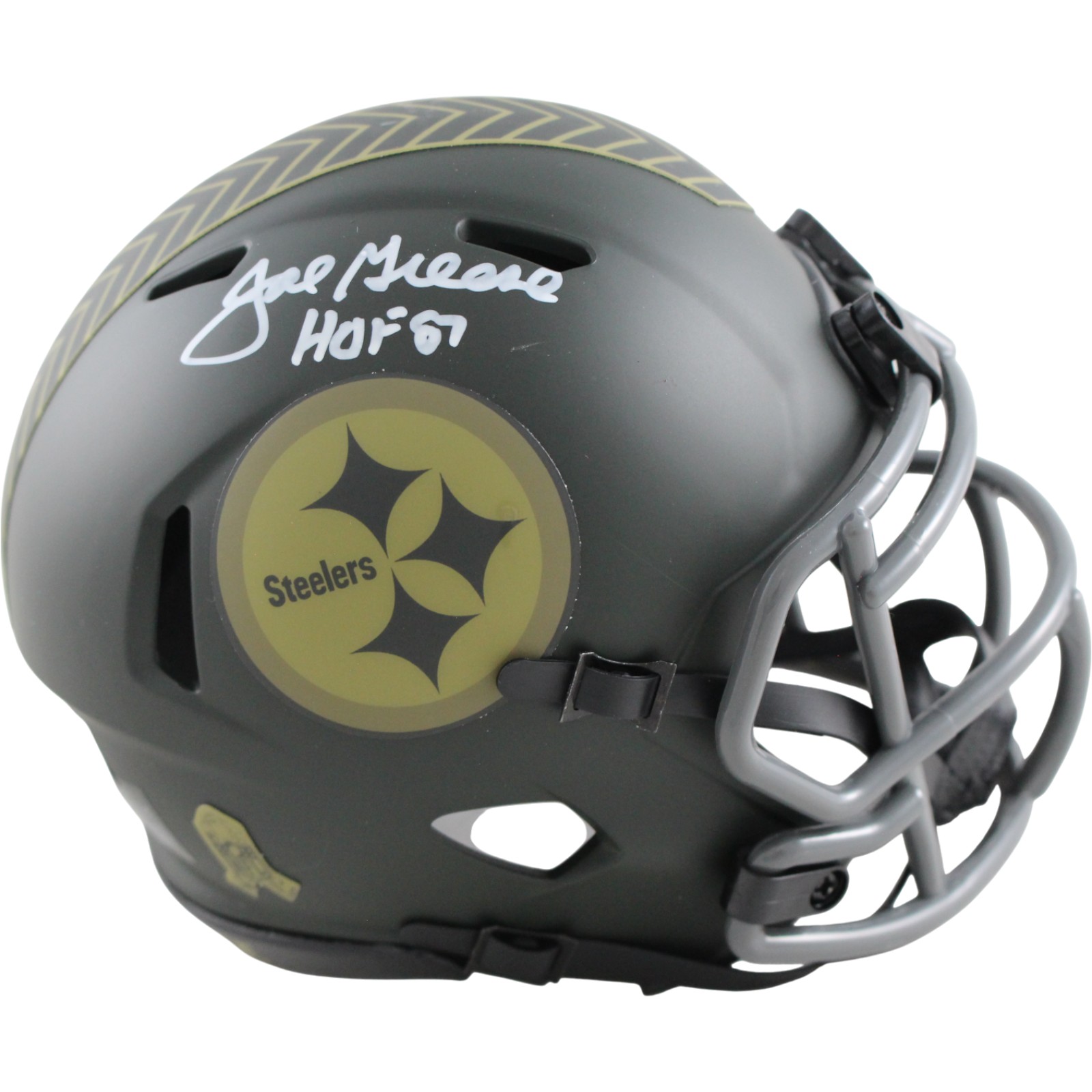 Joe Greene Autographed Pittsburgh Steelers 25 STS Mini Helmet HOF Beckett 54277