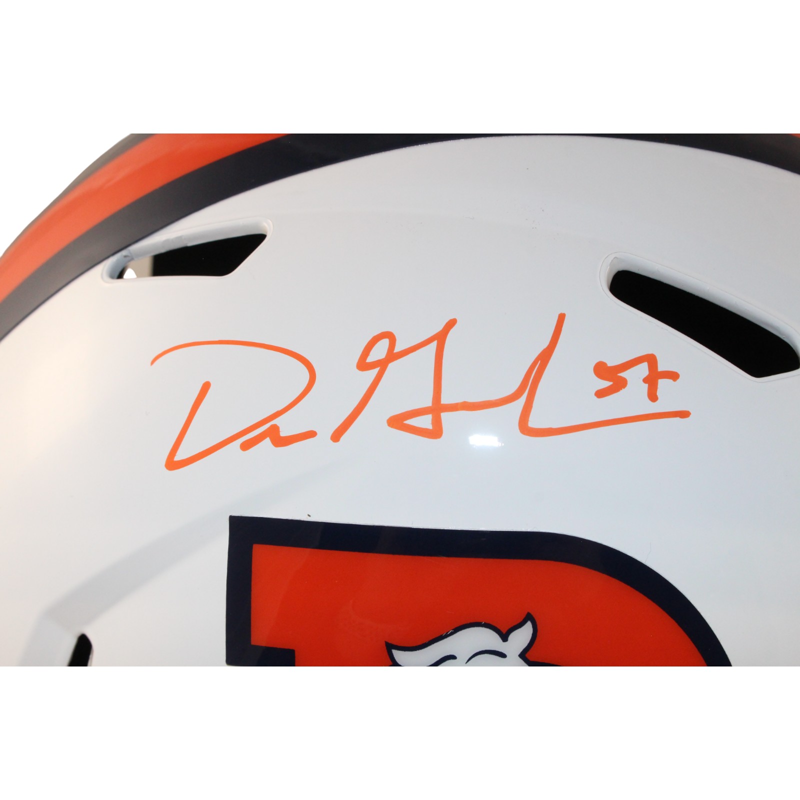 Dre Greenlaw Autographed Denver Broncos F/S 23 Alt Helmet Beckett Witness 54651