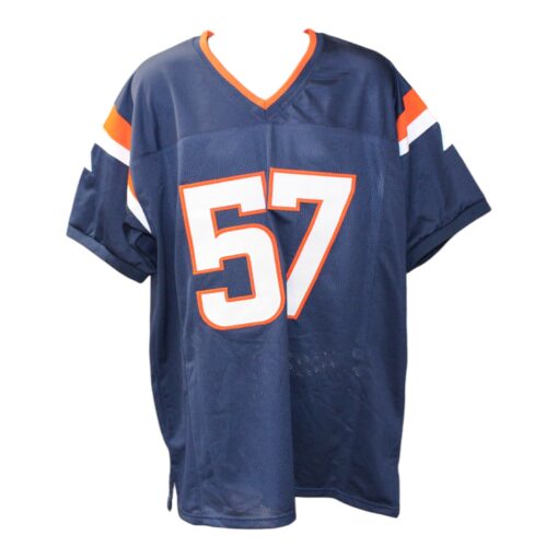 Dre Greenlaw Autographed/Signed Pro Style Blue XL Jersey Beckett 50980