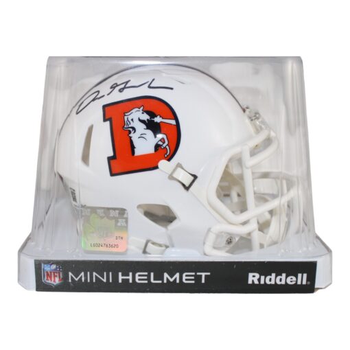 Dre Greenlaw Autographed Denver Broncos 2023 Alt Mini Helmet Beckett 50993