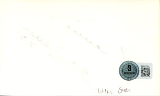 Vencie Green Autographed San Diego Chargers Index Card AS IS BAS 45401