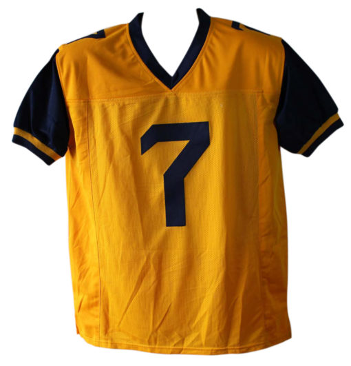 Will Grier Autographed West Virginia Mountaineers Yellow XL Jersey BAS 24032