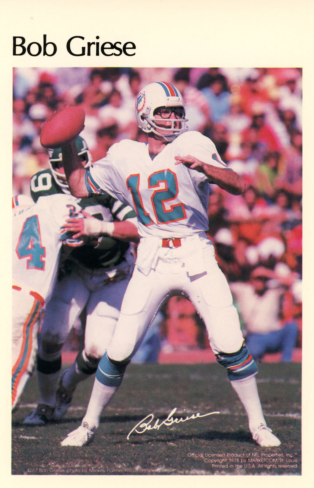 Bob Griese Miami Dolphins Mini Poster 23/50 Marketcom 46200