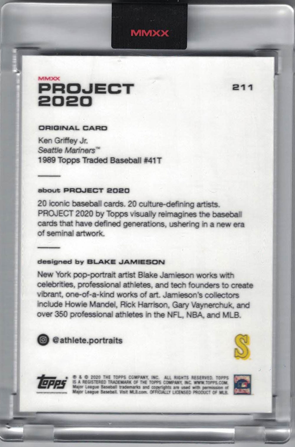 Ken Griffey Jr Seattle Mariners 2020 Topps Project #211 Artist Trading Card 28255