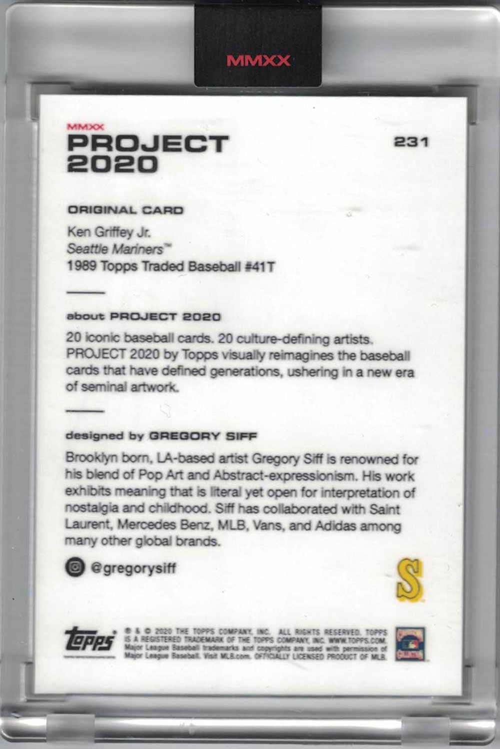 Ken Griffey Jr Seattle Mariners 2020 Topps Project #231 Artist Trading Card 28425