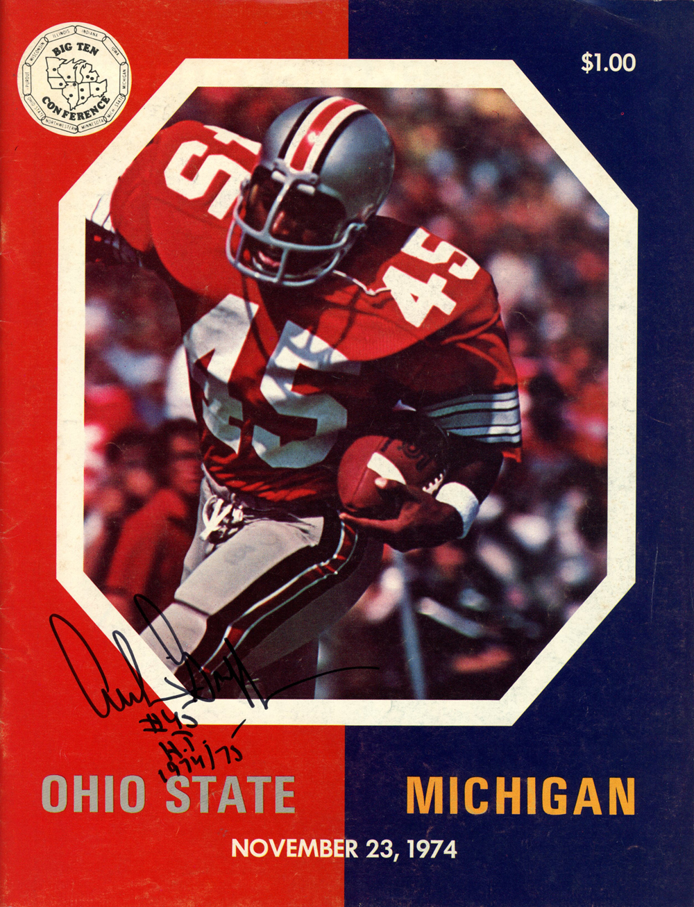 Archie Griffin Autographed 1974 Ohio State vs Michigan Program HT PSA