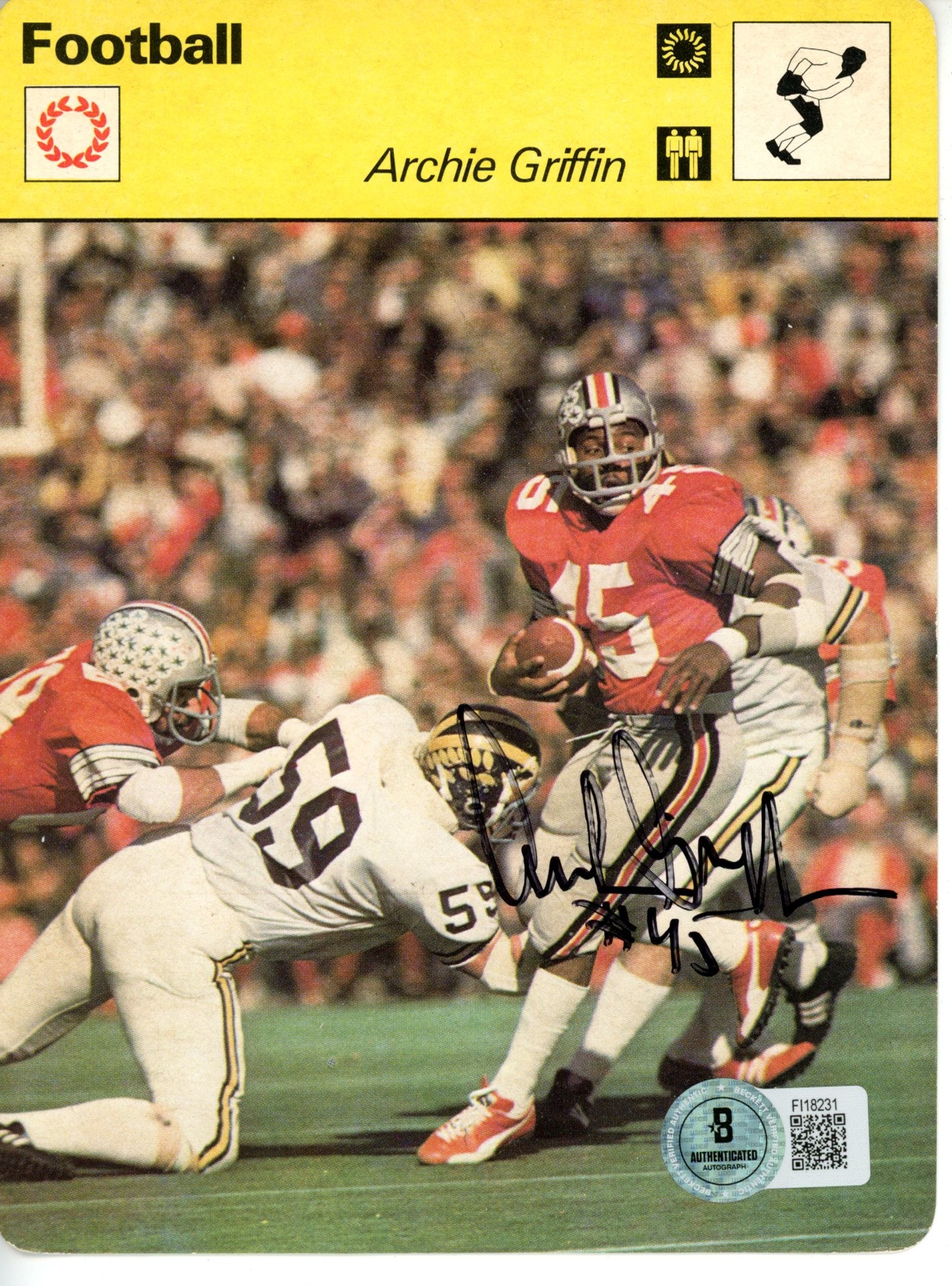 Archie Griffin Autographed Ohio State Buckeyes Sportscaster Card AS IS BAS 56218