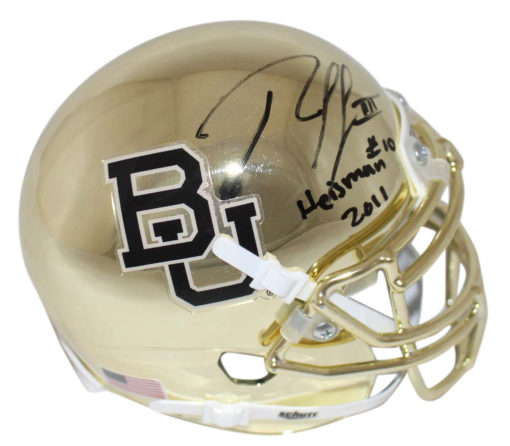 Robert Griffin III Autographed Baylor Bears Chrome Mini Helmet Heisman BAS 24047