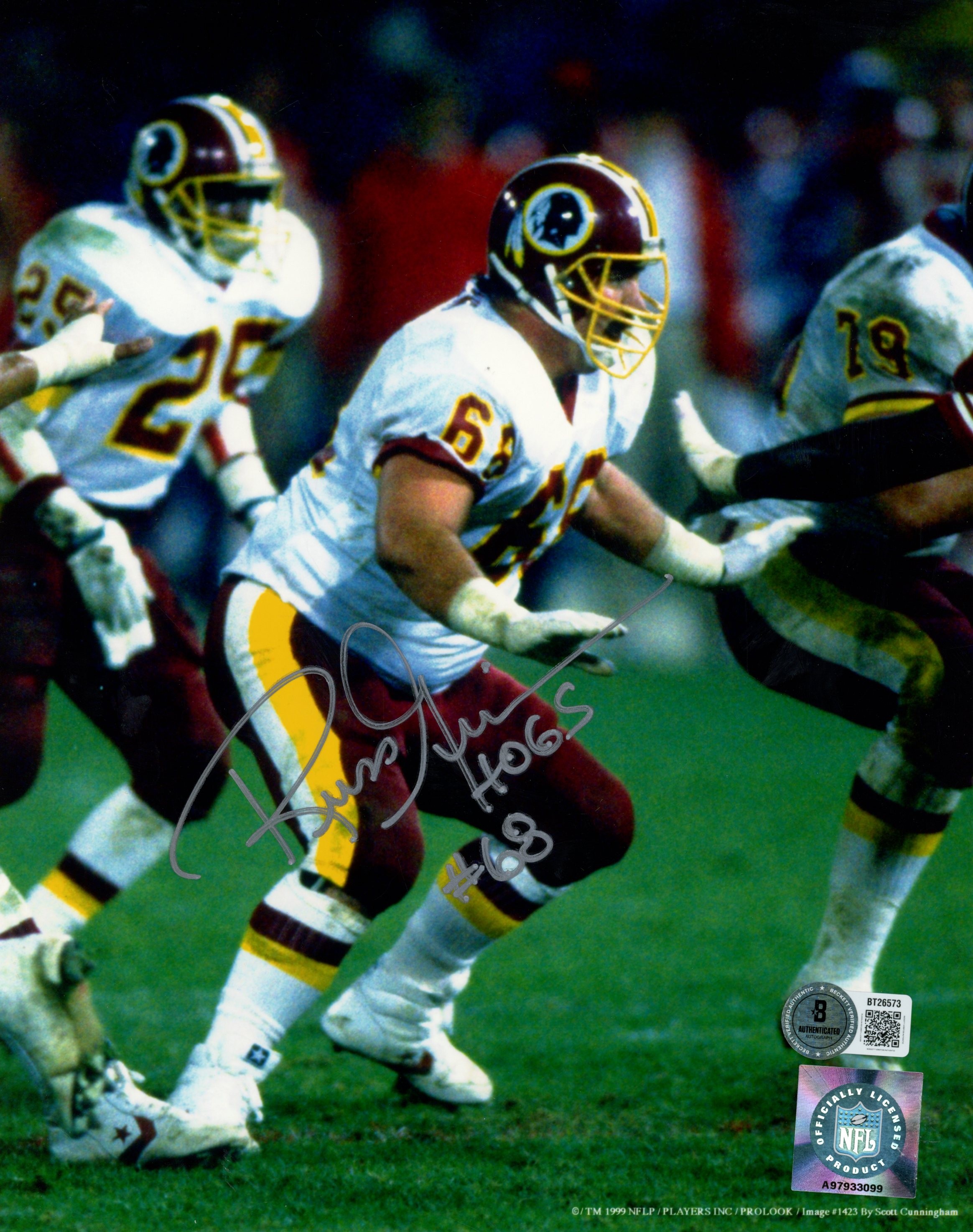 Russ Grimm Autographed Washington Redskins 8x10 Photo Hogs Beckett 56777