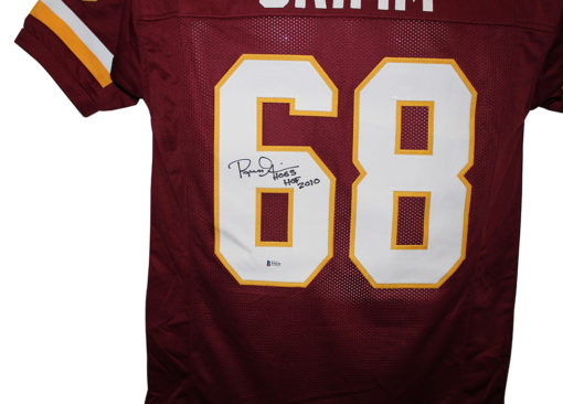 Russ Grimm Autographed/Signed Washington Redskins Red XL Jersey 2 Insc BAS 24904