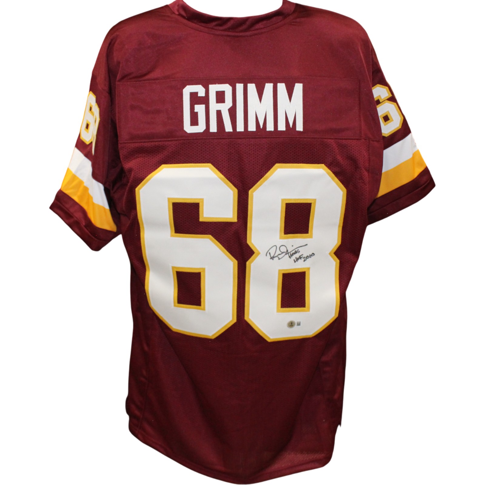 Russ Grimm Autographed Pro Style XL Red Jersey HOF Beckett Witness 54289