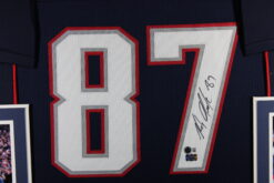 Rob Gronkowski Autographed Pro Style XL Blue Framed Jersey 35x43 Beckett 57297
