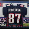 Rob Gronkowski Autographed New England Patriots Framed Blue XL Jersey BAS 20930