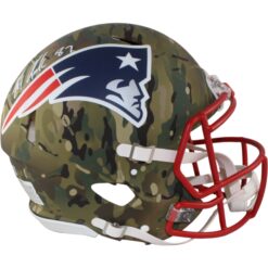 Rob Gronkowski Autographed New England Patriots Pro Camo Helmet Beckett 54617