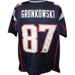 Rob Gronkowski Autographed/Signed Pro Style Size XL Blue Jersey Beckett 54625
