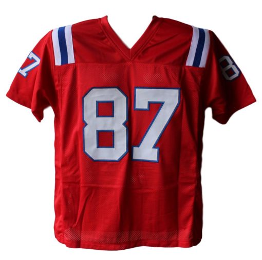 Rob Gronkowski Autographed New England Patriots Red XL Jersey BAS 24647