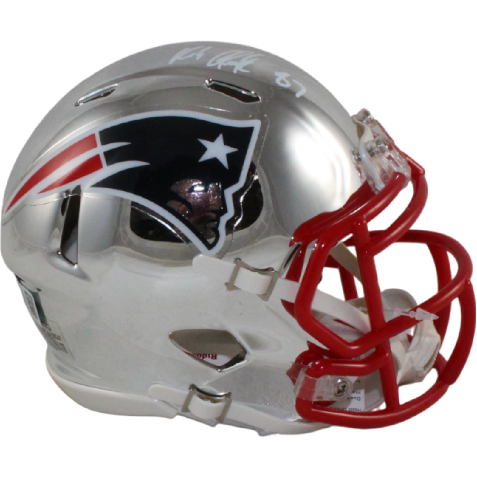 Rob Gronkowski Autographed New England Patriots Chrome Mini Helmet Beckett 54751