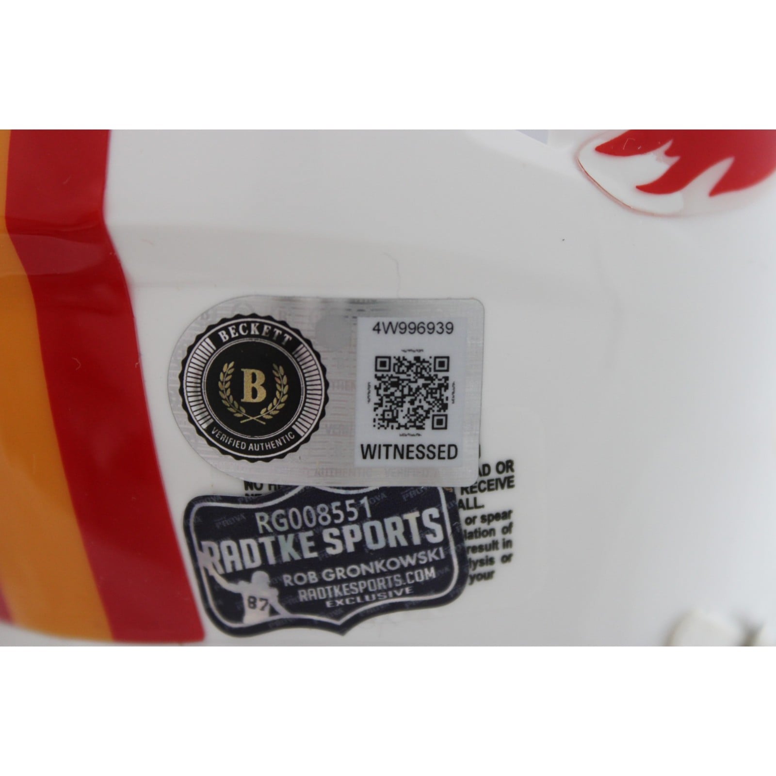 Rob Gronkowski Autographed Tampa Bay Buccaneers Min Helmet TB Beckett WIT 58342 4 Rob Gronkowski Autographed Tampa Bay Buccaneers Min Helmet TB Beckett WIT 58342