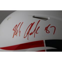 Rob Gronkowski Signed New England Patriots Pro Flat White Helmet Beckett 54598