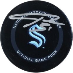 Philipp Grubauer Autographed/Signed Seattle Kraken Official Puck Fanatics 53814